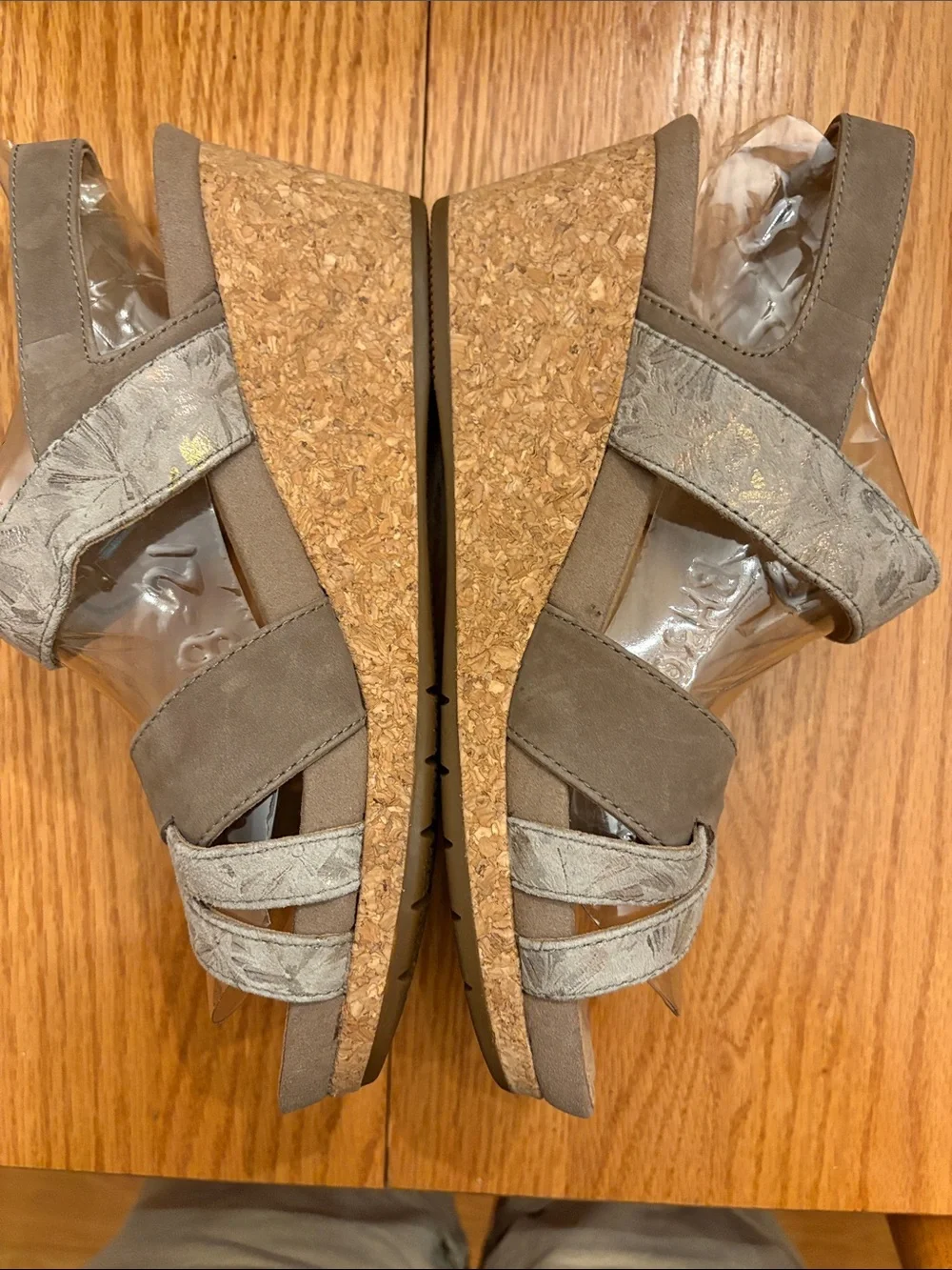Clarks Taupe/Beige Wedge Sandals